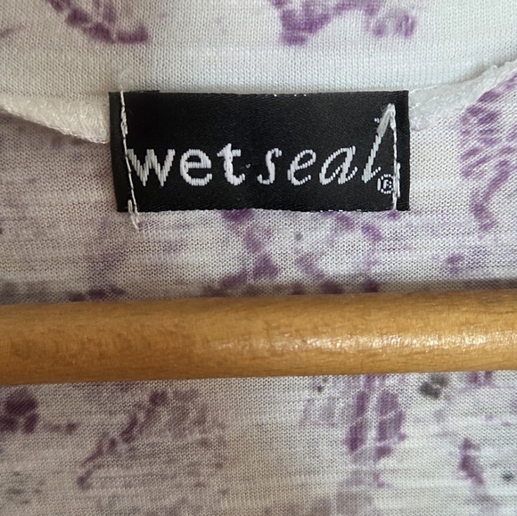Y2K Wet Seal | Purple White Grunge Style Long Sleeve Tee Embellished Size Small - Picture 4 of 6